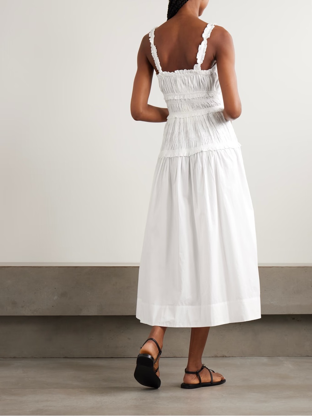 NEW DÔEN Marianne Organic Cotton Poplin Midi Dress In Salt Size L - Picture 6 of 13